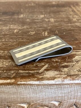 Men's Silver-Tone and Light Yellow Slim Money Clip